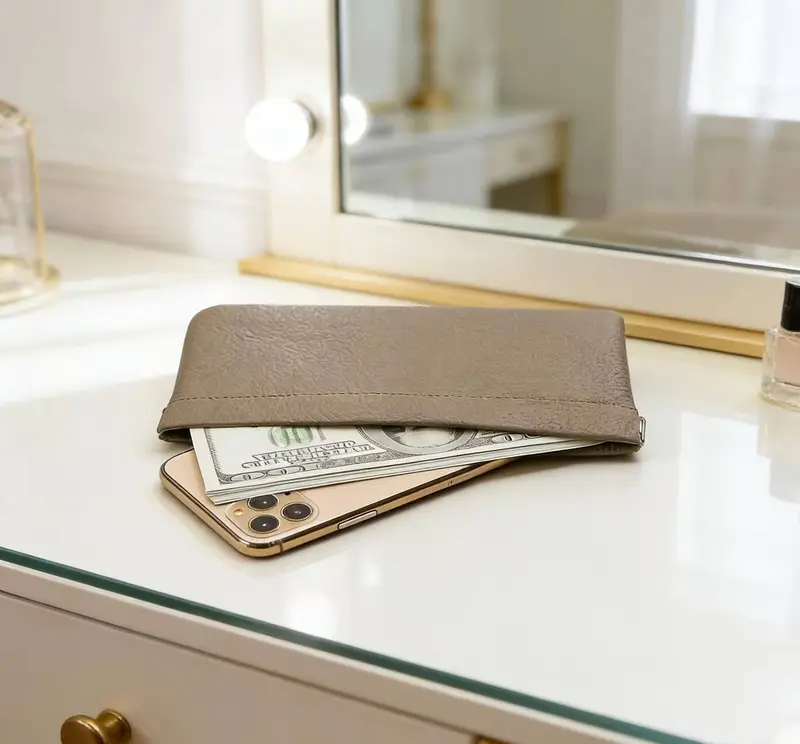 Vintage Ultra-Soft Clutch Bag Compact Design for Commuting Holds Cosmetics Change Phone & Earbuds Perfect Gift for Women and Men Coin Purse