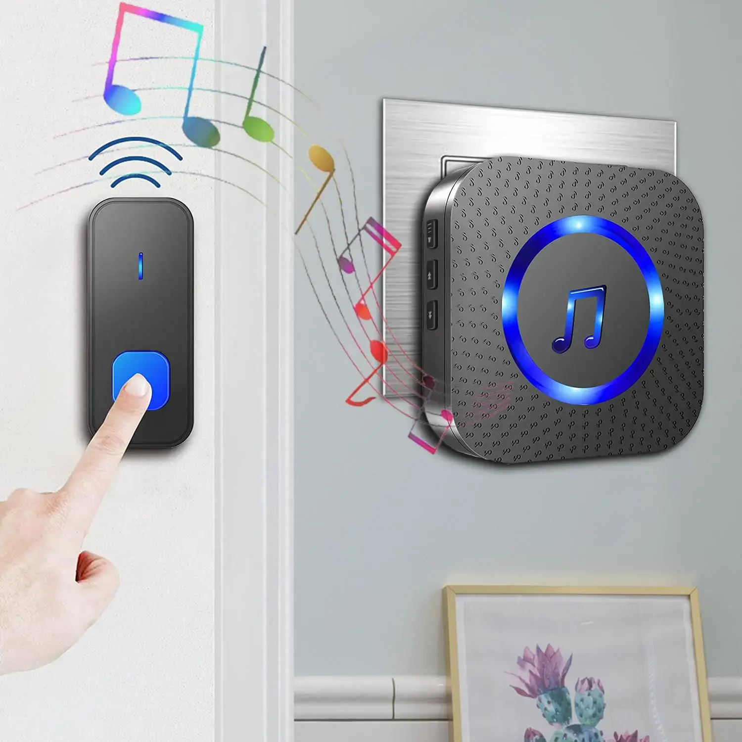 Wireless Door Bell Mini CB-11 Waterproof Doorbell Chime with 52 Melodies 5 Volume Levels LED Flash IP55 Dustproof Easy Installation All Weather Resistance for Homes Offices and Stores
