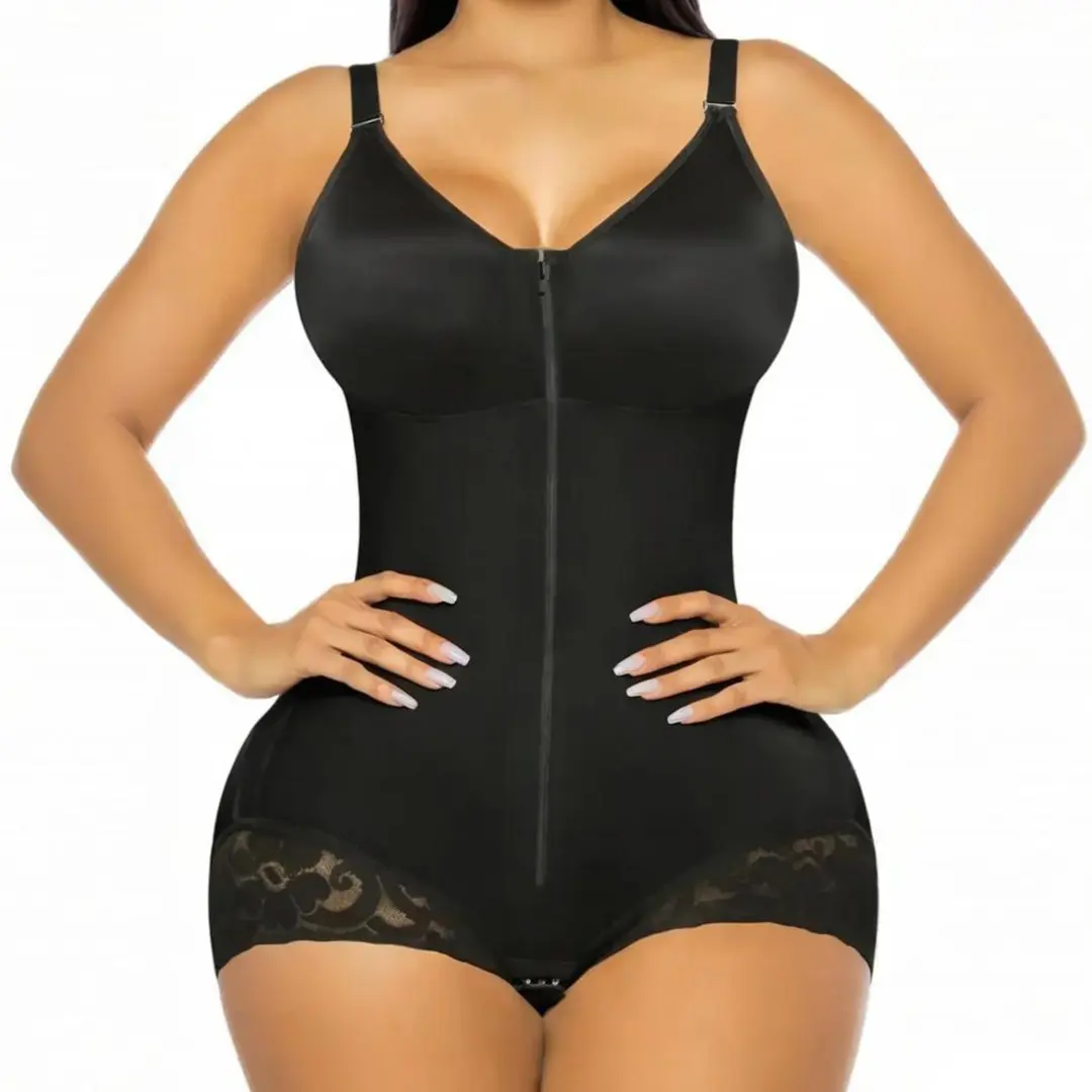 Women's Adjustable Straps High Compression Zipper Tummy Control Bodysuit, Body Shapewear, Faja Colombiana, Suitable for Various Occasions
