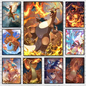 Charizard Unframed Comic Style Print, Japanese Modern Decor, Kids Room Wall Art, Unique Art, Home Decor