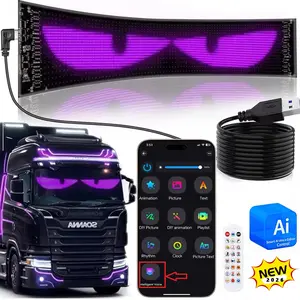 AI Boost Voice Activated Devil Eyes LED Light Flexible Display with Smart AI Voice Editing Bluetooth Connectivity DIY Text USB Power Home Advertising Automotive