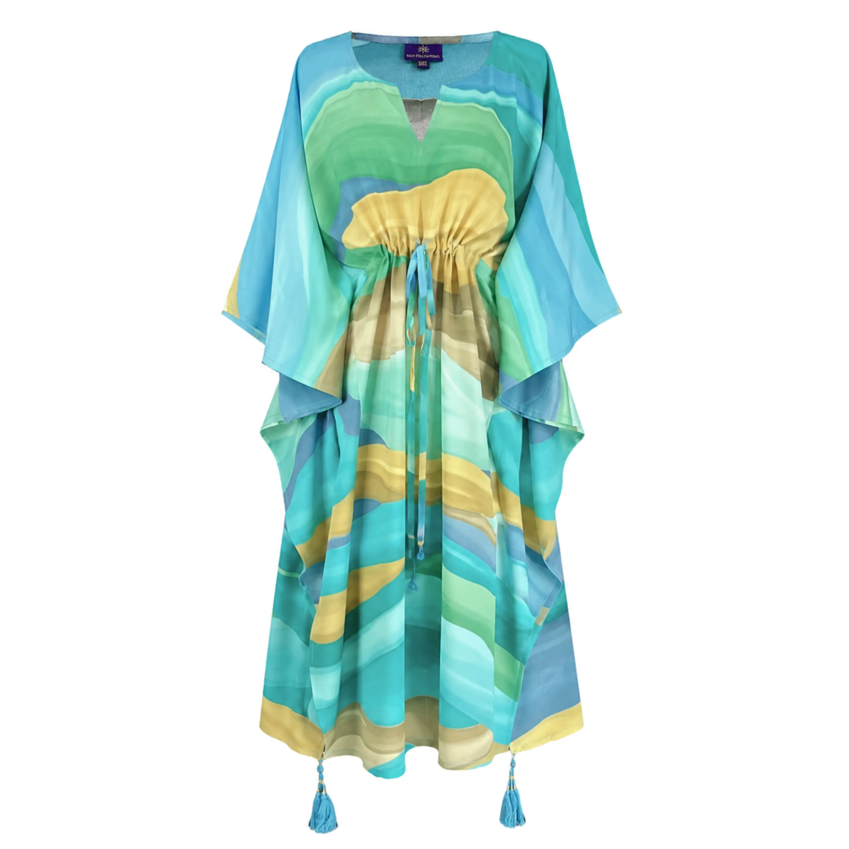 Georgia Italian Silk Midi Kaftan Dress