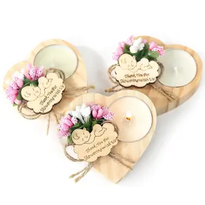 50 Piece Wooden Candle Holders, Baby Shower Favors for Guests, Baptism Candle Favors,Baby Shower Return Gifts for Guests . (pink)