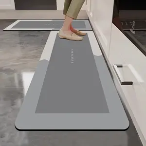 Thickened 2-piece set of kitchen floor mat, Kitchen runner rug, bathroom anti-slip, oil-proof and water-absorbing mat, door dirt-resistant floor mat, waterproof washable carpet, suitable for kitchen, bathroom, entrance door, quick-drying and convenient
