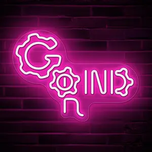 Grind Neon Sign - Gamer Neon Sign for Boys, Teens' Game Room, Bedroom Decor - USB Powered Grind Neon Gaming Sign for Gamer Wall Decor with On/Off Switch - Grind Pink LED Game Neon Sign