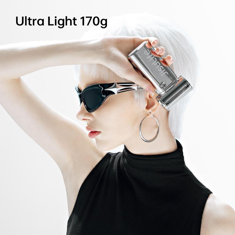 JISULIFE Life9 Chrome Portable Handheld Fan Turbo High Speed Cooling 18H 5000mAh Rechargeable Fashion Mini Fan Stylish Music Festival & Concert Accessory Valentines Day Gifts for Men Women