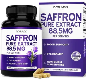 Saffron Supplements for Mood, Energy & Vision Support (3 Month Supply) Pure Saffron Extract 88.5mg Per Serving - Vegan Safe, Gluten Free, Third Party Tested & Non GMO - USA Made (90 Veggie Capsules)