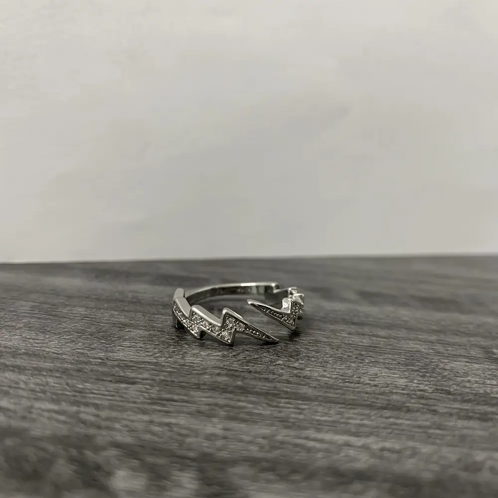 1pc Men'sLightning Shaped Opening Ring, Jewelry Accessories
