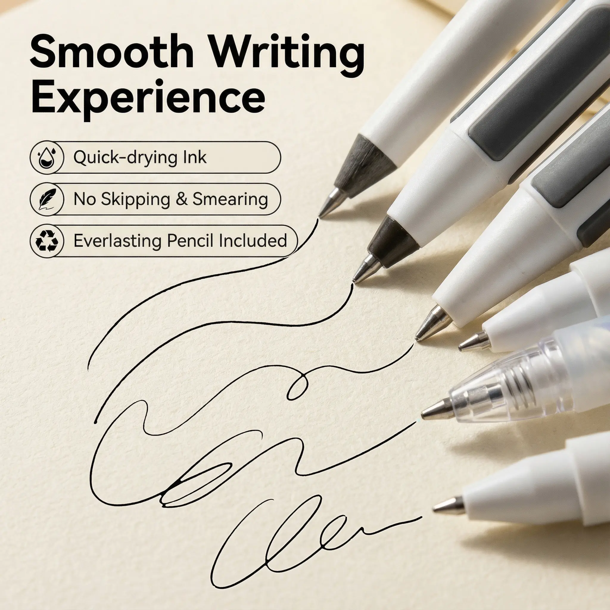 Rarler 13 PCS Smart Pen Set with Monster Pencil Case 8 Unique Types 1 Twist 1 Everlasting 1 Grip 1 Click 1 Retractable 1 Agile 1 Erasable Gel 6 0.5mm Ballpoint Pens for School Study Exams