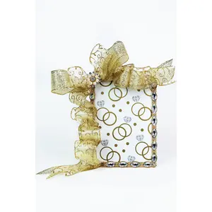 Pearl & Rhinestone Scroll Ribbon Jeweled Picture Frame