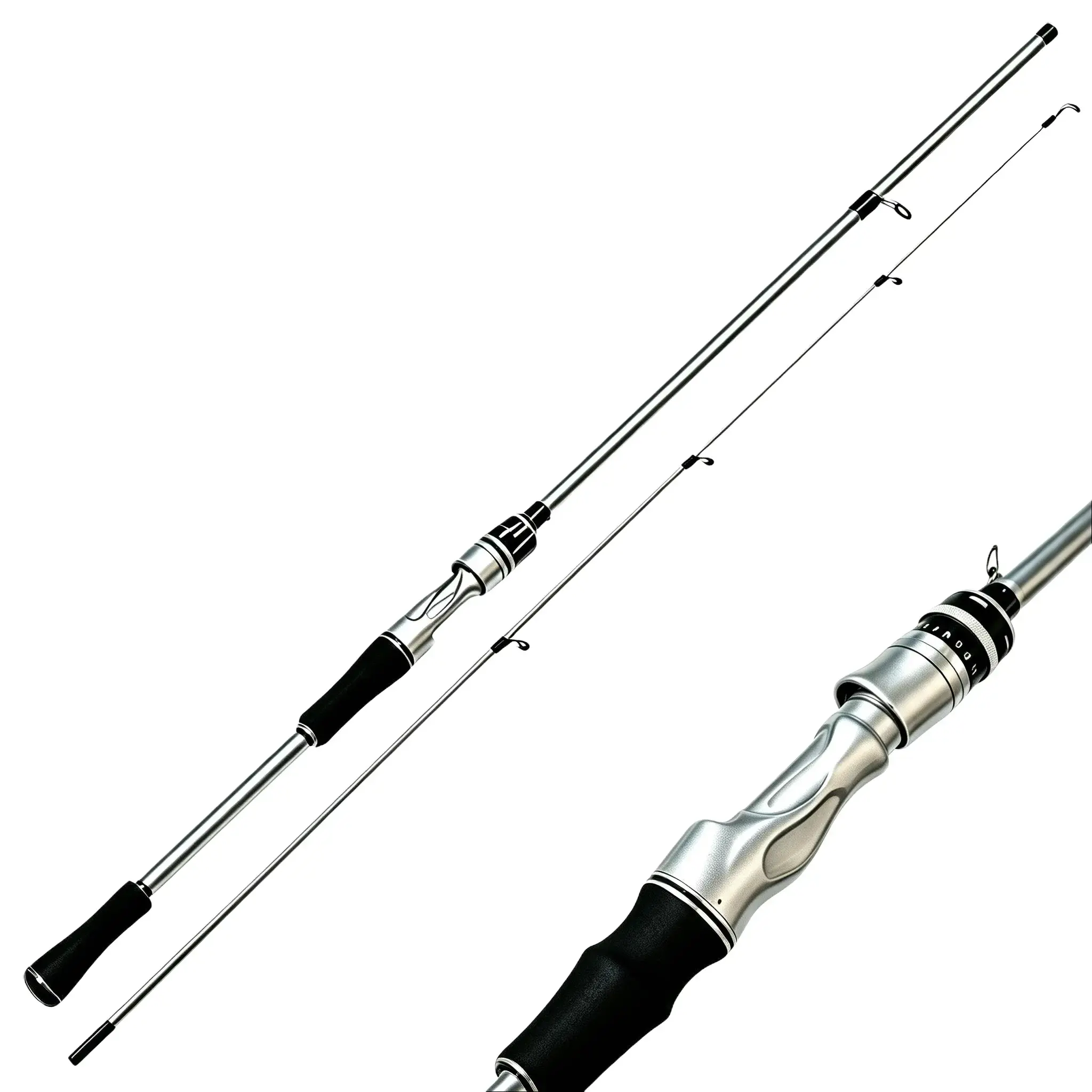Carbon Fiber Fishing Rod, 6FT 2-Section ML Fast Action Lure Rod, 1/8oz-3/8oz Lure Weight, 4-12LB Line Weight, Sensitive Tip for Bass/Trout, Freshwater/Saltwater Travel Fishing Gear day
