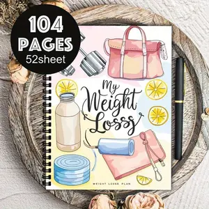 My Weight Loss Handbook, Fresh Style, Soft Cover, Dumbbell, Sports Bag, Water Bottle, Yoga Mat, Diet Planning, Exercise Log