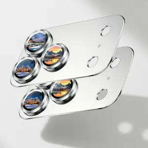 Compatible with iPhone 17 Pro Max Camera Lens Protector - [Not Easy to Break][Strong Adsorption][Case-Friendly] Metal Tempered Glass Rear Camera Screen Cover - Silver