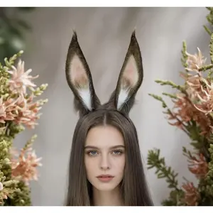 Rabbit Ear Hair Hoop Handmade Cosplay Prop Plush Headwear Hair Accessories, Cute Rabbit Ear Tail Plush Set, Party Costume Accessories, Cute Girl Gifts