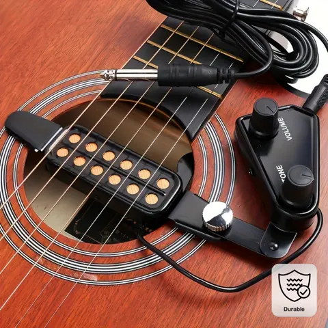 1 Pc P-011 12-Hole Acoustic Guitar Pickup Accessory, Magnetic Sound Hole Transducer with Tone & Volume Control, Passive Design, No Power Needed, Audio Cable Included, Ideal for Live Performances & Recordings, Perfect Gift for Musicians