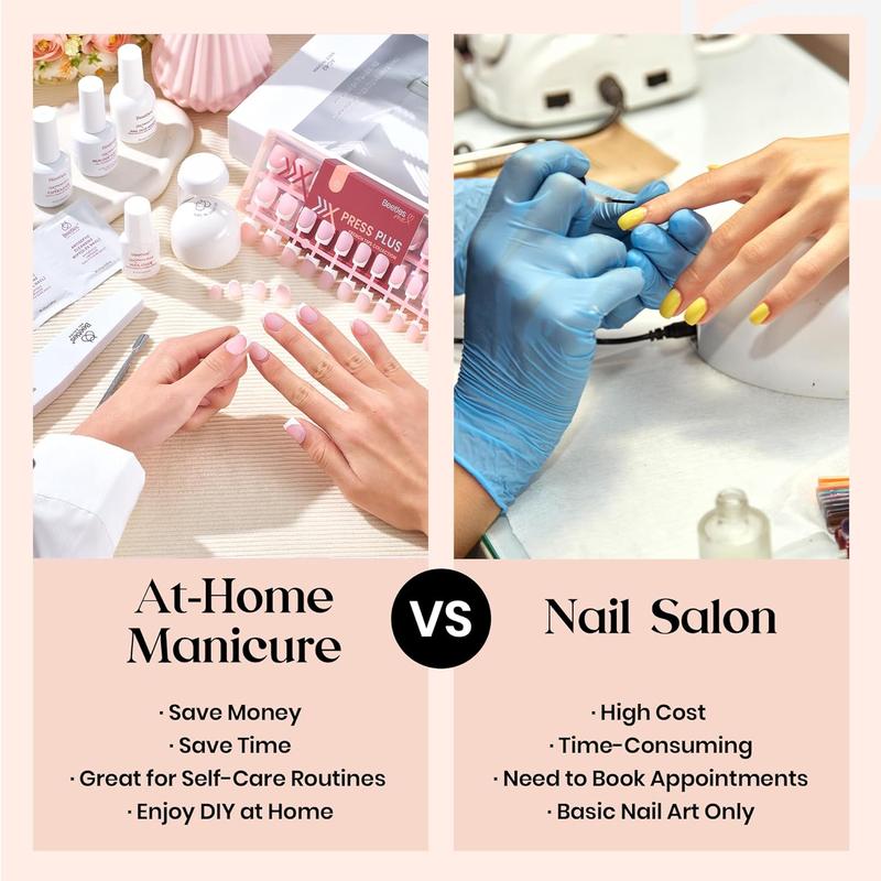 Beetles X Press Plus Autumn Press On Nails Tips Kit - French Tip Pink Brown Short Square Almond Shape Natural Acrylic Nail Tips for Effortless Beauty & DIY Manicures - Frenchtipnails Fall Nail Halloween Nail Black Friday Winter Nail Christmas Gift