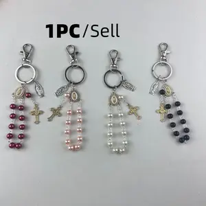 Catholic Rosary Keychain, Religious Charm Key Ring, Keychain Pendant, Bag Accessory, Available in, Perfect Gift for Men & Women