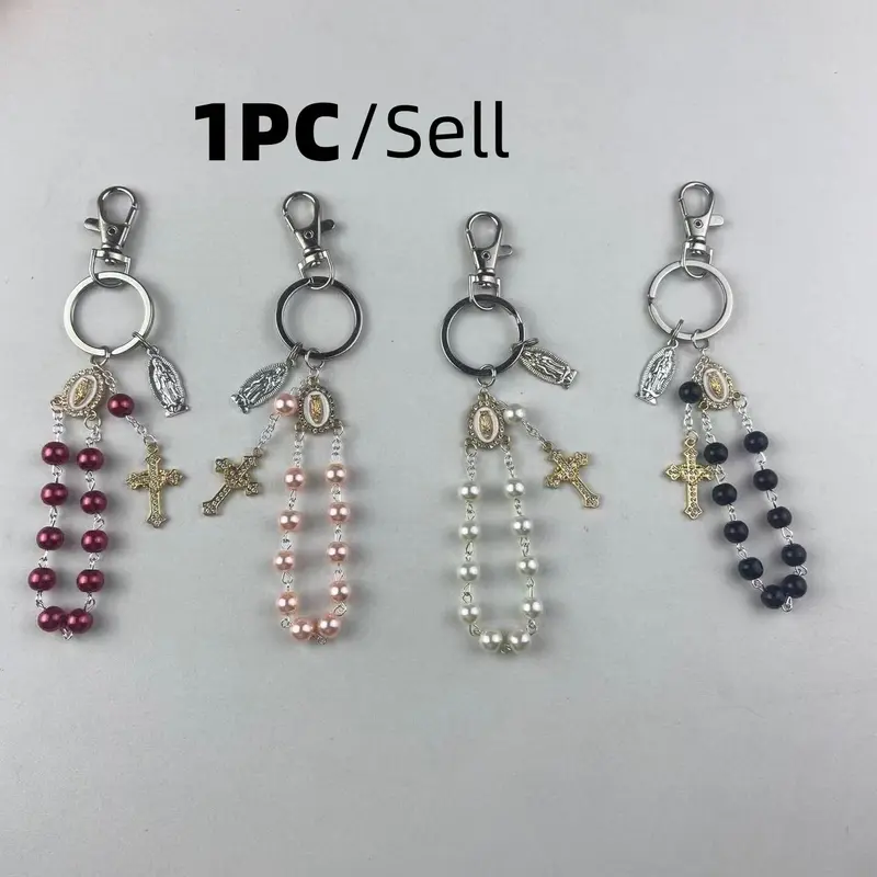 Catholic Rosary Keychain, Religious Charm Key Ring, Keychain Pendant, Bag Accessory, Key Accessories, Available in, Perfect Gift for Men & Women