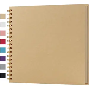 10 x 10 Inch DIY Scrapbook Album 40 Pages Hardcover Kraft Paper Scrap Book Photo Albums Memory Book for Wedding and Anniversary Family (Yellow, 10 Inch)