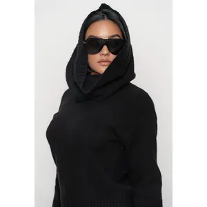 Black Sweater Scarf Top