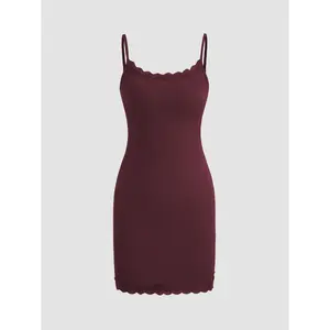 Cider [3 colors, size 0-26] Lace U-neck Solid Knitted Mini Dress