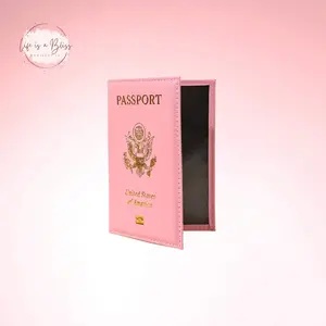 Life is a Bliss Passport Covers - US Passport Holder/Protector - Water Resistant - Durable Faux Leather Material pink multifunctional