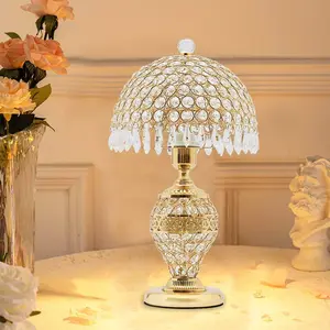 Gold Crystal Table Lamp Desk Bedroom Living Room Lighting Bedside Light E26 Lamp