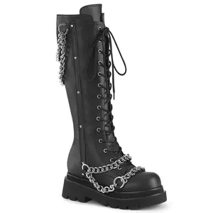 Demonia Renegade-215 Women's Knee High Boots with Cuban Heel and Round Toe