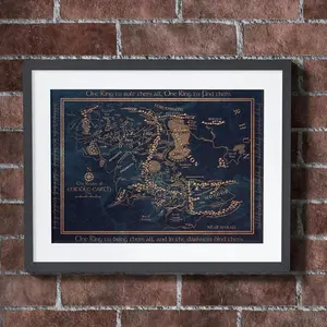 Lord of the Rings Middle Earth Map Poster or Canvas – Printable Travel Art, Rings of Power Inspired, Wood Engraved Fantasy Movie Map Decor
