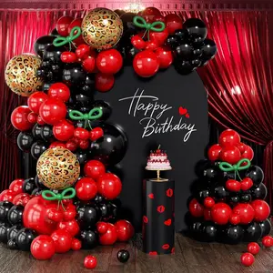 Red and Black Balloon Arch Kit with Foil  Print Balloons for Red and  Birthday Party Decorations for Women
