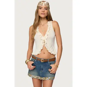 Marsh Ruffle Split Front Top