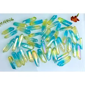 Wholesale Lot 1 Lb Rainbow Aura Quartz Wand Tumble Crystal Nice Quality