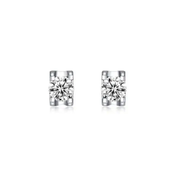 Women's #27 Synthetic Moissanite Stud Earrings - Silver Edgy Artificial Gemstone Earrings for Female Ladies Casual Wear Adults