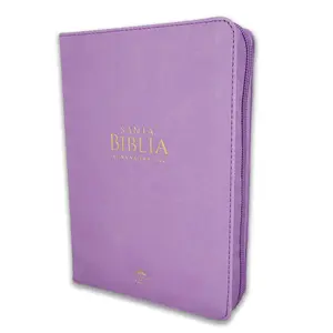Bible in Spanish for Woman Compact with Zipper 11 Point Large Font Reina Valera 1960 Imitation Leather Lilac
