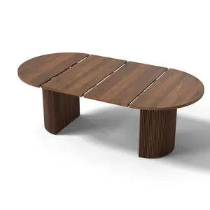 70.8 Inch Kitchen Dining Table for 6-8 People, Oval Kitchen Table With Wood Strip Base, Modern Farmhouse Large Dining Table for Kitchen Dining Room Living Room