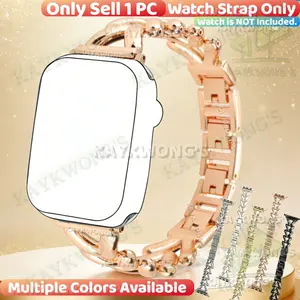 KAYKWONG'S Letter-Shaped Design Metal Watch Strap with Adjustable Length, Fashionable Design for Daily Wear, for iWatches 11/10/9/8/7/6/5/4/3/2/1/se, Compatible with 38mm-49mm, Smart Watch Accessories