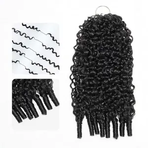 QVR Burmese Curly Crochet Hair Natural Black Machine Made Feather Crochet Human Hair Extension Miracle Knots Boho Braids