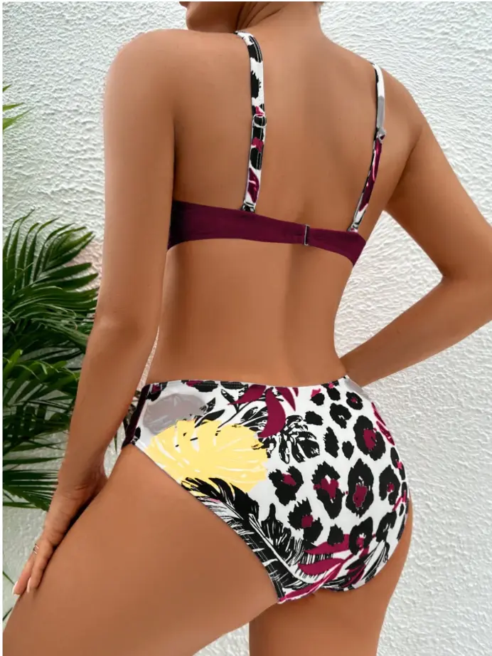 Swim Lushoire 2pcs/Set Swimsuit With Straps & Triangle Swim Trunks, Fashion Summer Beachwear