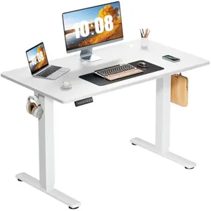 Standing Desk Adjustable Height,  Sit Stand Up Home Office Desks Computer Workstation PC Work Table with 3 Memory Preset Splice Wood Board Metal Frame