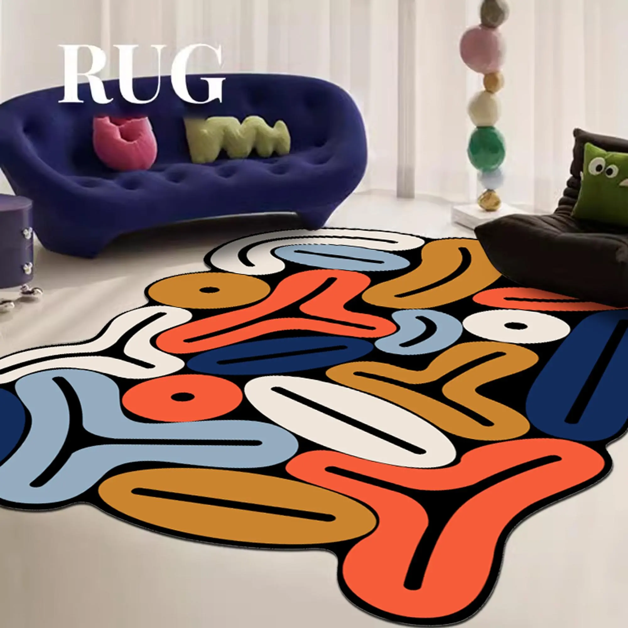 Abstract Art Pattern Rug, 1 Count Creative Design Non-slip Soft Floor Mat, Decorative Carpet for Home Living Room Bedroom Study Room, Large Rugs, Room Decor, Modern Abstract Rug, Contemporary Rugs, Abstract Styled Rug, Machine Washable Rugs