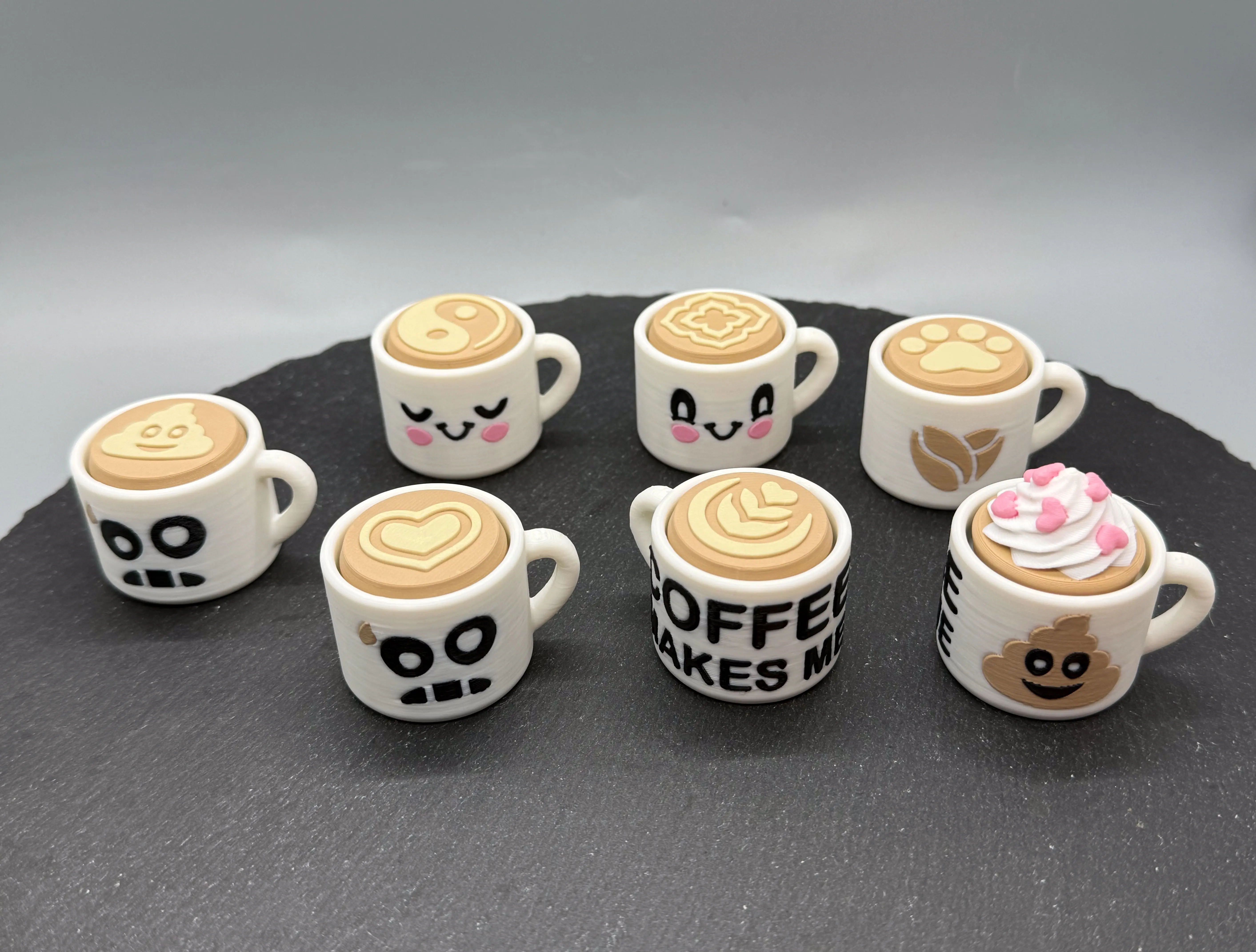 3D Printed Coffee Cup Fidget Clicker - Unique Gift Idea, Stocking Stuffer, Adorable Decoration, Perfect for Stress Relief and Fun, Coffee, Fidget Toys