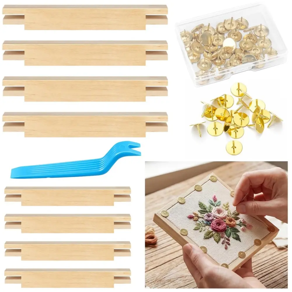 8 piece Needlepoint Stretcher Bars 2 Sizes Wooden Canvas Stretcher Bars Wooden Canvas Stretcher Bars for Embroidery Needlework Wood Frame for Embroidery Stitch