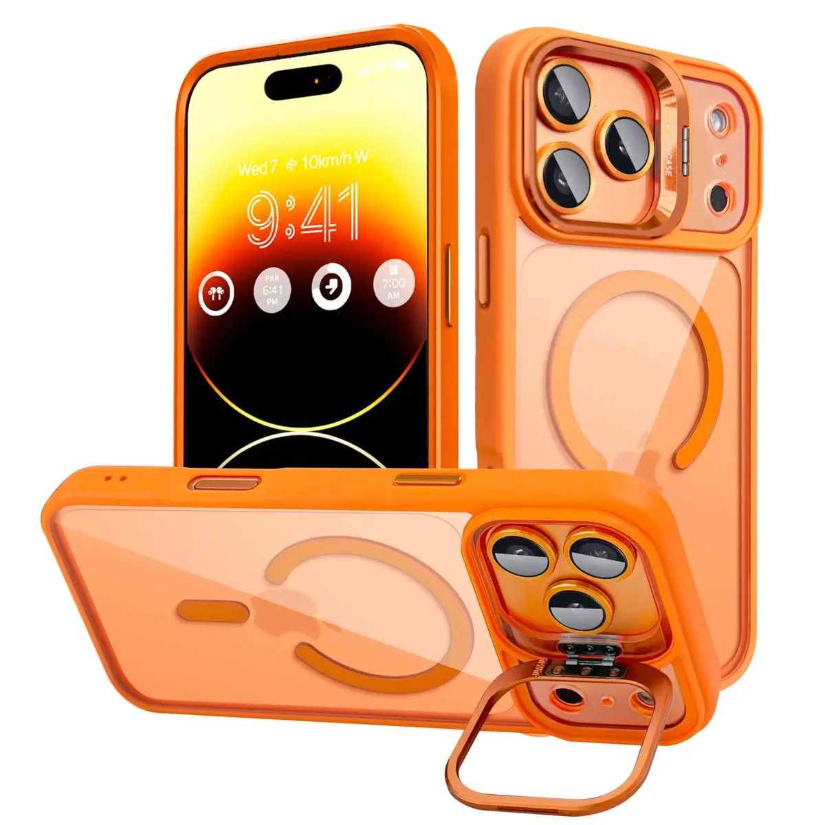 Magnetic Metal Camera Ring Smartphone Case with Stand - Shockproof Durable MagSafe Cover, Wireless Charging Compatible Accessories for iPhone 12-17 Pro/Pro Max