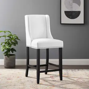 Modway Baron Faux Leather Counter Stool in White