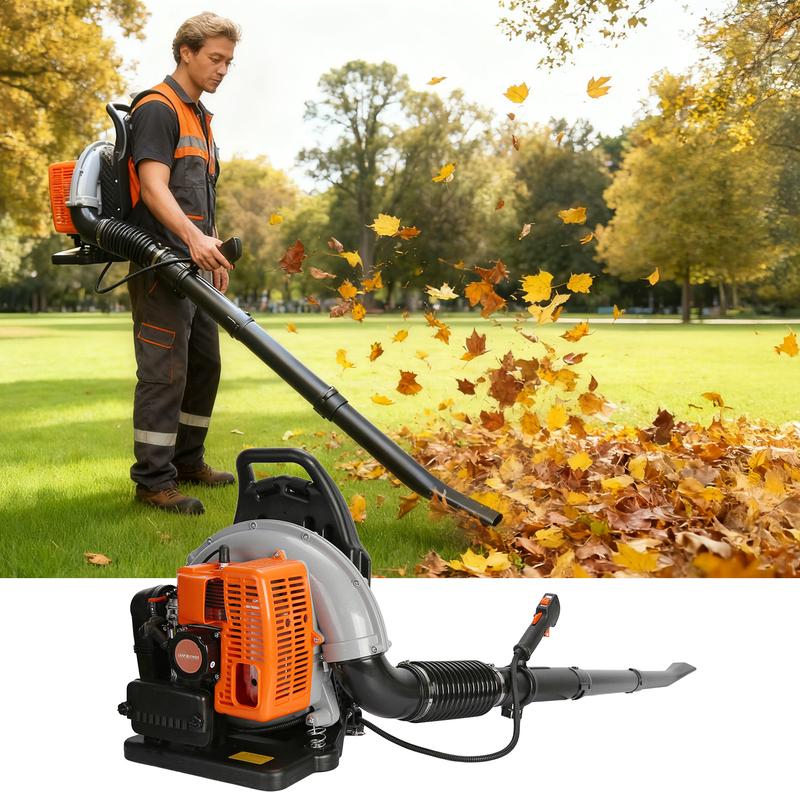Explorinox Leaf Blower 2-Stroke Engine Multi-purpose 63 Cubic Centimeter High Strength Snow Blower for Outdoor Use with Additional Attachments