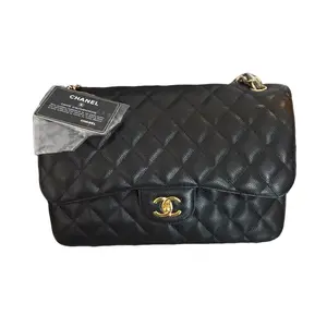 Pre-owned CHANEL hz7 Classic Flap Caviar Leather (CF Jumbo, Black with Gold Hardware) 61063