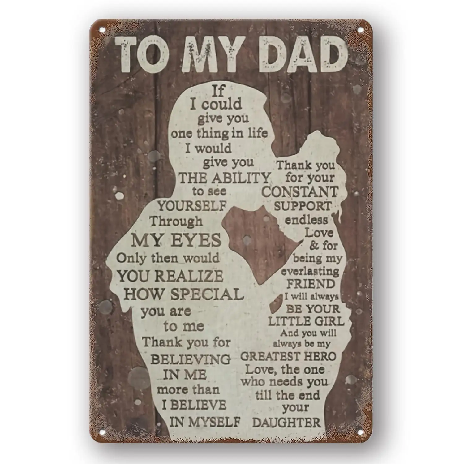 Room Decor To My Dad Letter Pattern Iron Sign, 1 Count Rectangle Vintage Hanging Plaque for Family, Men Gifts Summer Hanging Wall Art Decor for Home O