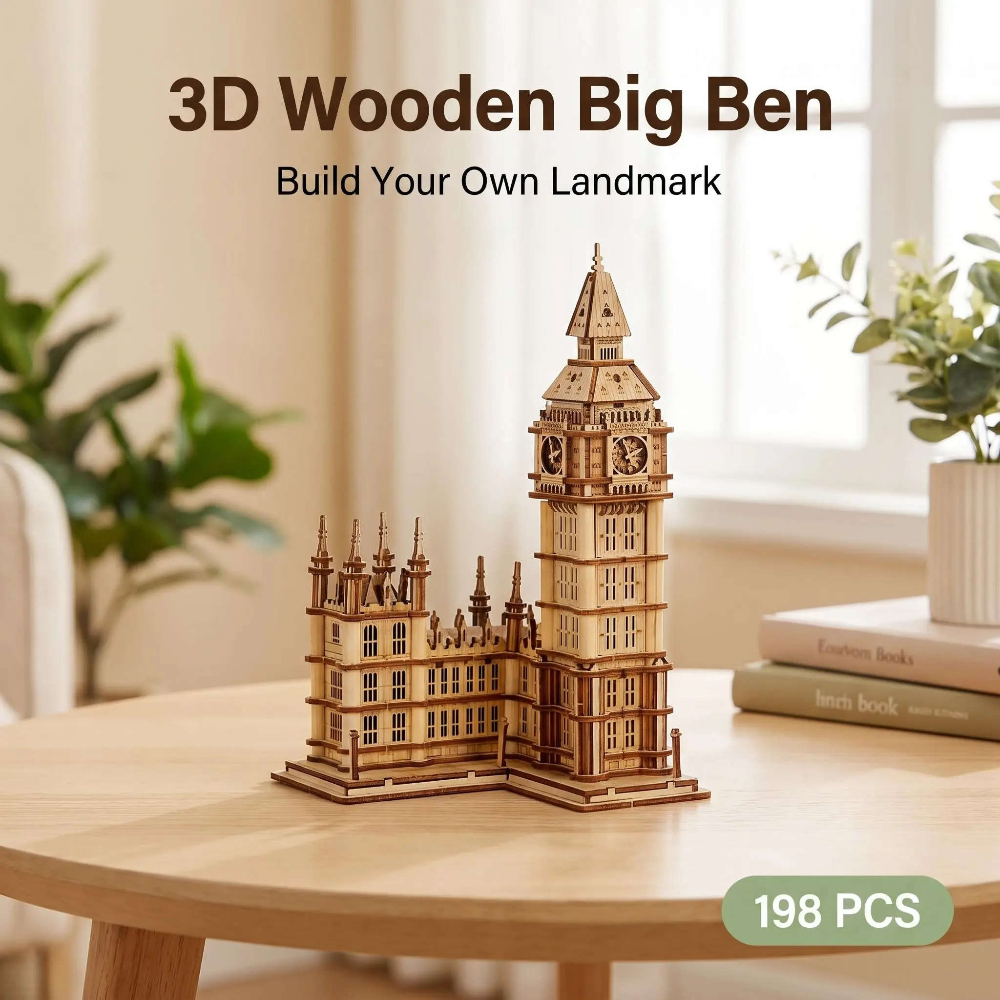 Big Ben 3D Wooden DIY Model Kit - High Precision Laser Cut Architectural Crafting Fun, Unisex Handmade Puzzle, London Landmark Desktop Ornament, Vintage Home Decor, Creative Puzzle Gift for Adults Teens