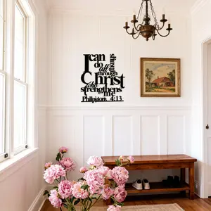 Inspirational Metal Wall Art, 1 Count Christian Bible Verse Wall Decor, Wall Hanging Decor for Home Living