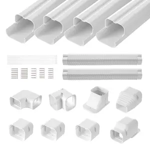 Summervibes VEVOR Mini Split Line Set Cover 3 - inch W 17.7Ft L, PVC Decorative Pipe Line Cover For Air Conditioner with 10 Straight Ducts Full Components Easy to Install, Paintable for Heat Pumps, WhiteVEVOR Super Brand Day